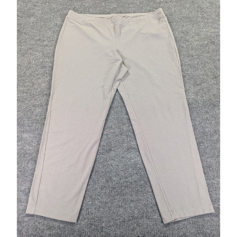 Eileen Fisher Woman Grey Viscose Blend Stretch Crepe Pull On Pants 1X
